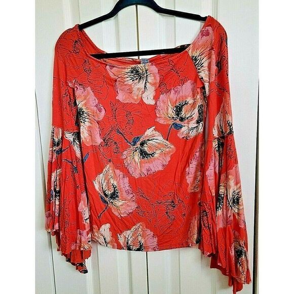 Free People‎ We The Free PS Hippie Giant Sleeve Slight Off Shoulder Top P-SMALL - Picture 1 of 6